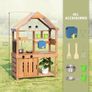 Mud Kitchen for Kids Outdoor, Kids Kitchen Playset with Canopy, Gardening Tools, Chalkboard, Flower Pot, Cookingware, Removable Water Tank, for Boys and Girls 3+, Solid Fir Wood Image 2