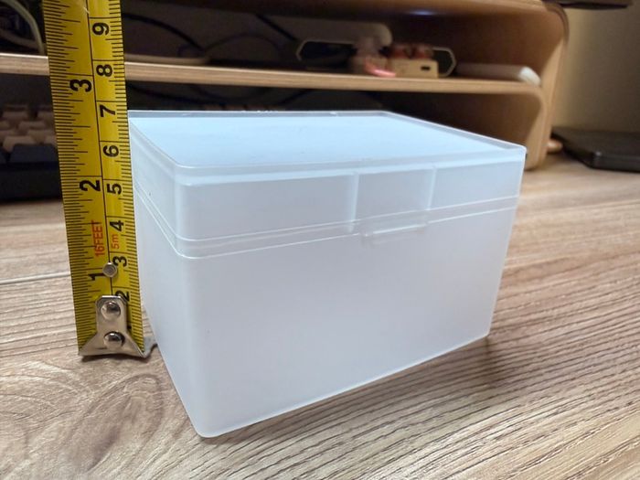 2 Small Frosted Plastic Storage Boxes with Hinged Lids
