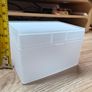 2 Small Frosted Plastic Storage Boxes with Hinged Lids Image 3