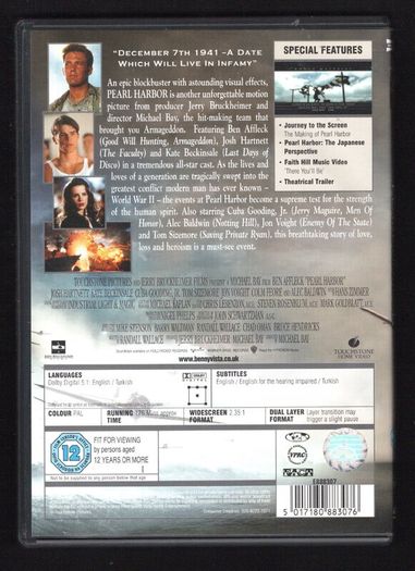 Pearl Harbor 2-disc DVD Movie. Staring Kate Beckinsale, Mako, Ben Affleck and William Lee Scott