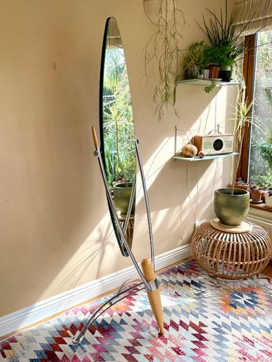 Rare Vintage 80's Japanese Floor Mirror, Dulton, Free Standing, Full Length