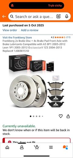 brake dick and brake part set