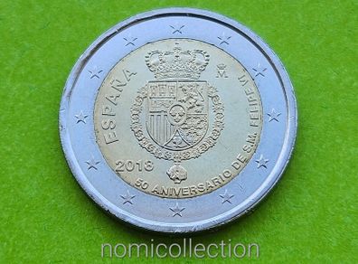 Spain 2018 year Uncirculated 2 Euro coin.