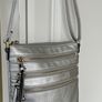 Silver crossbody handbag with contrasting gold zips & hardware  In excellent condition. Purchased in Toulouse Image 4