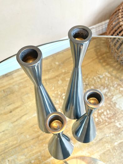Set of 4 Vintage 90s Ikea Aluminium Candleholders