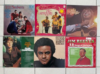 Vinyl bundle including The spinners, Jim Reeves, Glen Campbell, Johnny Mathis, John Denver and The 4 and only seeks