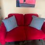 Two Seater Red Velvet Sofa Image 3