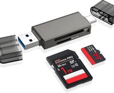 Adapter for SDHC/SDXC/MMC/Micro SD, Compatible with iPhone 16/15 Plus Pro Max, MacBook Pro/Air, Chromebook, Galaxy