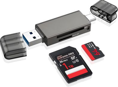 Adapter for SDHC/SDXC/MMC/Micro SD, Compatible with iPhone 16/15 Plus Pro Max, MacBook Pro/Air, Chromebook, Galaxy