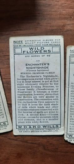 Vintage Wills Cigarette Cards - Wild Flowers & Garden Hints