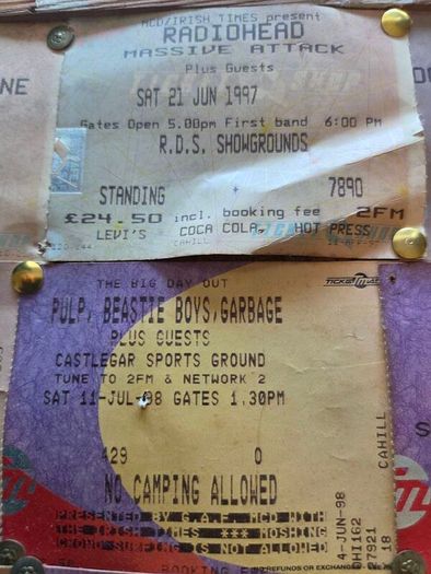 Blur, Oasis, Radiohead, Pulp, OCS 90's concert ticket collection
