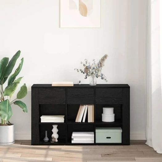 Sideboard Black Oak 100 x 30 x 59.5 cm Engineered Wood