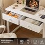Small Computer Desk with 2 Fabric Drawers, 32 Inch Home Office Desk with Storage Bags and Drawers, Study Writing Gaming Table for Small Spaces, White Image 4