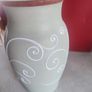 Vintage Stoneware Denby Ferndale Vase in very good condition, green with white swirling, height 25cm, diameter at top 12 cm, but no chips or cracks, Denby Ferndale was first produced in the 1930's. Image 6