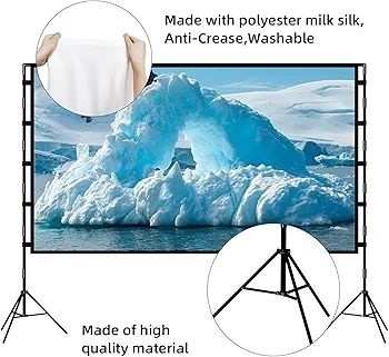 Projector Screen and Stand,Towond 100 inch Indoor Projection Screen Portable Outdoor Projection Screen 16:9 4K HD Rear Front Movie Screen