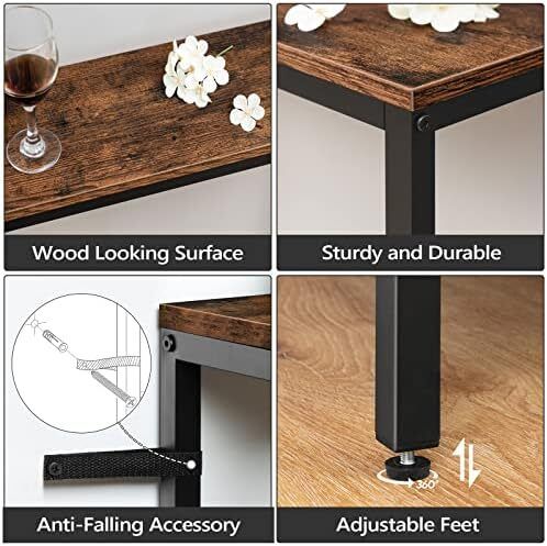 Console Table, 180 CM Narrow Long Sofa Table, Entryway Table, Industrial Sofa Table, Side Table, for Hallway, Living Room, Sturdy and Stable, Easy to Assemble, Rustic Brown