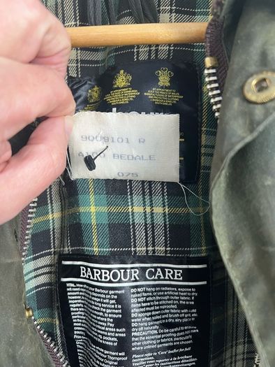 Vintage Barbour A100 Bedale 1990s sage green wax jacket