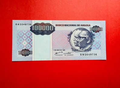 Angola. 100000  KWANZAS  1995 Pick  139.  ( Uncirculated )