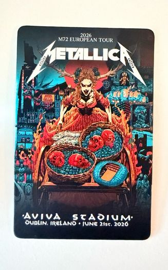 Metallica m72 Venue Card 2nd day (21/6/26)Dublin 2026
