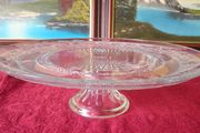 Vintage Cut Glass Art Deco Footed Cake Stand