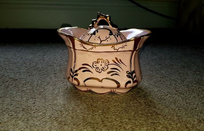 Arthur Wood Vintage Pink and Gold Sugar Bowl with Lid