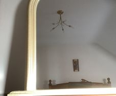 Mirror, Over mantel stylish, cream, cracked paint finish
