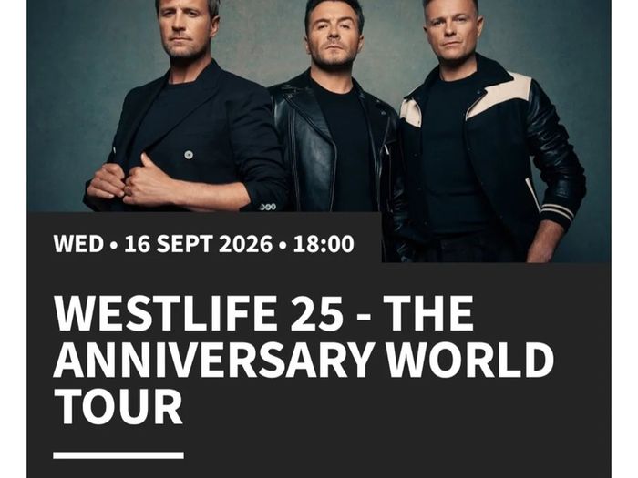 2 westlife tickets for sale standing Wednesday 16th September