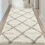 Modern Moroccan Design Rugs for Living Room, Bedroom, Hallway, 3 cm Thick Area Rugs, Diamond Ivory/Grey, 80x150cm (FREE POSTAGE) Image 2