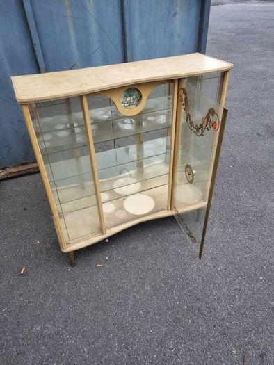 vintage mid century glass display cabinet
