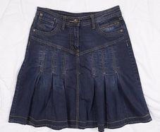Yessica Dark Wash Indigo Denim Pleated Mini Skirt 10UK/38EU