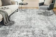 Washable Rugs Living Room 180x270 cm Modern Abstract Rug with Soft Low Pile Vacuum Friendly Non Slip Backing Minimalist Carpet for Lounge Bedroom Dining Room Home Office Grey/White