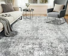 Washable Rugs Living Room 180x270 cm Modern Abstract Rug with Soft Low Pile Vacuum Friendly Non Slip Backing Minimalist Carpet for Lounge Bedroom Dining Room Home Office Grey/White