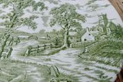 Green transferware plates, 10 inch /25cm diameter