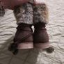 girls brown suede fur topped boots by bambi Image 3