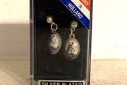 Vintage Delft Blue 1970s Silver-plated Earrings
