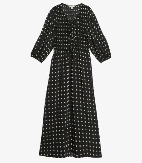 Marks & Spencer Printed Tie Front Midaxi Shirred Dress size UK 18