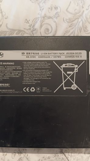battery pack LI-ion batterypack 48.1 vdc  11600 MAh/557 Wh
