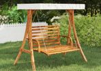 Swing Frame with Cream Roof Solid Spruce Wood with Teak Finish
