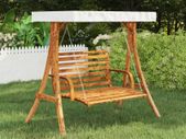 Swing Frame with Cream Roof Solid Spruce Wood with Teak Finish