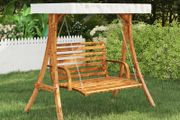 Swing Frame with Cream Roof Solid Spruce Wood with Teak Finish