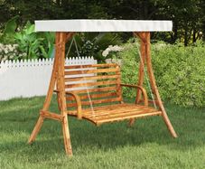 Swing Frame with Cream Roof Solid Spruce Wood with Teak Finish