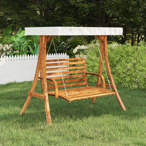 Swing Frame with Cream Roof Solid Spruce Wood with Teak Finish