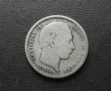 1874 Denmark. Christian IX. Silver 25 Ore
