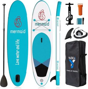 10.6ft Inflatable Stand Up Paddle Board- SUP Board for All Skill Levels with SUP Accessories & Fiberglass Paddle,Fin, Leash, Double Action Pump and ISUP Travel Backpack for Youth & Adult (FREE POSTAGE)