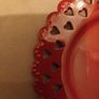 Red pillar candle & plate Image 4