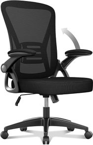 FREE EXPRESS SHIPPING Office Chair Ergonomic Desk with 90 Degree Flip-up Armrest Lumbar Support, Height Adjustable Chair, Executive Swivel Computer Padded Seat Cushion for Home/Office