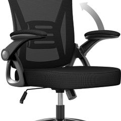 FREE EXPRESS SHIPPING Office Chair Ergonomic Desk with 90 Degree Flip-up Armrest Lumbar Support, Height Adjustable Chair, Executive Swivel Computer Padded Seat Cushion for Home/Office