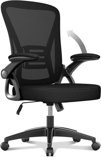 FREE EXPRESS SHIPPING Office Chair Ergonomic Desk with 90 Degree Flip-up Armrest Lumbar Support, Height Adjustable Chair, Executive Swivel Computer Padded Seat Cushion for Home/Office