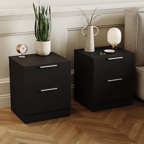 Drawer Bedside Cabinets Set of 2 Black