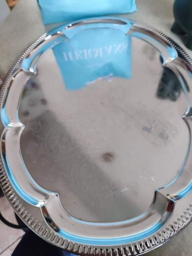 Reflective Serving Oval  SILVER Tray Engraved.